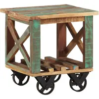 vidaXL Table d'appoint avec roulettes 40x40x42 cm Bois de récupération