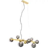 QAZQA Suspension Art Déco dorée avec verre fumé 8 lumières - David