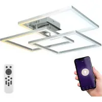 B.K.Licht Plafonnier LED moderne, connecté WiFi I App et télécommande I dimmable I CCT I RVB Ivocale I compatible iOS & Android | 4800 lm | 48 W