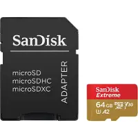 SanDisk MicroSDXC Extreme 64 Go 100 Mo/s CL10 + adaptateur