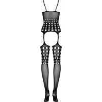 Obsessive G310 - ensemble lingerie résille à pois - noir (S-L)