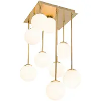 QAZQA Plafonnier moderne doré avec verre opale 9 lumières - Athènes