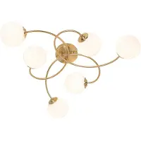 QAZQA Plafonnier moderne doré avec verre opale 6 lumières - Athènes