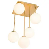 QAZQA Plafonnier moderne or avec verre opale 5 lumières - Athènes