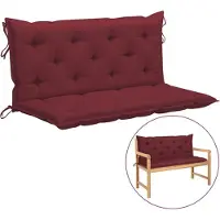 vidaXL Coussins de banc de jardin 2 pcs. Bordeaux 120x50x7 cm tissu Oxford