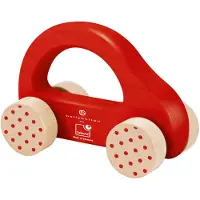 Selecta Spielzeug Kleiner Flitzer grappin, voiture, jeu pour tout-petits, jouet pour tout-petits, bois, rouge, 10 cm, 64007