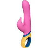 Huismerk - vibromasseur rabbit rotatif avec bras clitoridien - silicone rose