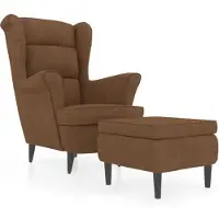 vidaXL Fauteuil à oreilles avec tabouret marron velours