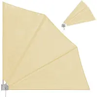 Detex Eventail de balcon 140x140cm beige pliable paravent
