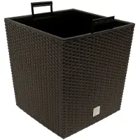 Deuba Pots à fleurs marron 35 L en résine tressée avec poignée