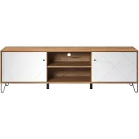 Ebuy24 Touch Meuble TV 2 portes, 2 espaces ouverts, finition chêne, blanc mat.