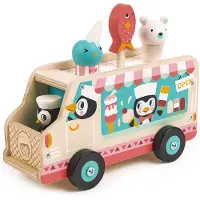 Tender Leaf Toys Tender Leaf Voiture de glace en bois Pingouin - Jouet Voiture de glace - Jeu de rôle