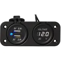 Pricenet Kit d'encastrement : voltmètre 6-30V + port USB double type A 2x2100mA