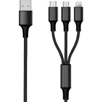 2GO 797153 3in1 USB Ladekabel schw 1,5m f. Micro-USB, Lightn, USB C