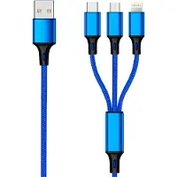2GO 797151 3 in 1 USB Ladekabel - blau - 150cm f. Micro-USB