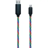 2GO 797145 USB Ladekabel "Tricolor"-m. LED-Beleucht.100cm Micro USB