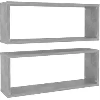 vidaXL Étagères murales cube 2 pcs Gris béton Bois d’ingénierie