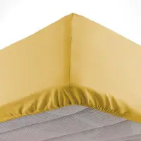 Douceur d'intérieur Douceur d'Intérieur, Drap Housse 1 Personne 90 x 190 cm Microfibre Unie Oscar Miel, 100% Polyester 1643691 Petit Single