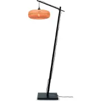 Good&Mojo - Lampadaire Palawan - Bambou noir/naturel - 68x40x176cm pour salon, chambre à coucher