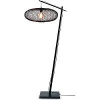 Good&Mojo - Lampadaire Cango - Bambou noir/noir - 80x60x176cm pour salon, chambre à coucher