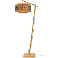 Good&Mojo - Lampadaire Bhutan - Bambou/noir - 73x50x176cm pour salon, chambre à coucher