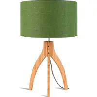 Good&Mojo - Lampe de table Annapurna - Vert/Bambou - Ø36cm lampe de table - lampe de chevet, salon, chambre à coucher