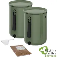 Plastika Skaza KIT BOKA-Compost 9,6 L - 2 Seaux à Compost Bokashi aux Em - Vert Olive