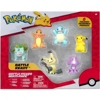 Jazwares Pokémon Battle Figurines 6-Pack Pikachu #2, Schiggy #3, Glumanda #3, Bisasam #3, Zélote du poireau #2, Toxel JAZPKW2684