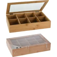 Koopman International Boîte à thé avec 8 compartiments bambou