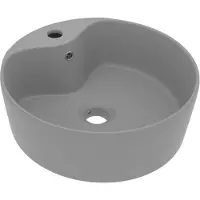 vidaXL Lavabo de luxe avec trop-plein gris clair mat 36x13 cm Céramique