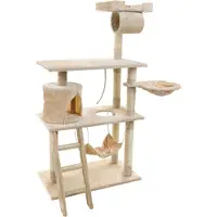 Viking Choice Arbre à chat & maison de jeu - chats - beige - hauteur 140 cm - avec hamac