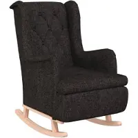 vidaXL Fauteuil avec pieds à bascule en bois d'hévéa Noir Tissu