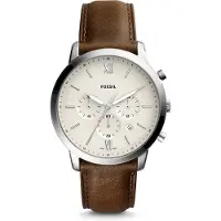 Fossil Montre à affichage analogique beige clair / marron / argent