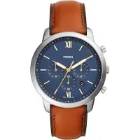 Fossil Montre à affichage analogique 'FS5453' bleu / cognac / argent