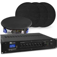 Power Dynamics met Bluetooth, 4x zwarte inbouw speaker et 100v versterker van (Actif), Haut-parleur PA, Noir