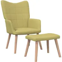 vidaXL Fauteuil relax avec pouf Vert Tissu