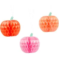 Party Deco Honeycomb Pumpkins, 24 cm, mix (1 pkt / 3 pc.) (3 pcs)