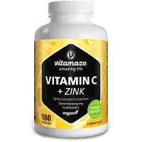 Vitamaze GmbH Vitamaze Vitamine C 1000 mg hautement dosé + zinc comprimés végétaliens, 180 comprimés