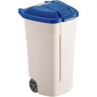 Rubbermaid Poubelle avec couvercle 100 L bleu et beige