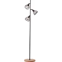 Brilliant Lampadaire moderne AVIA, design élégant. Lampadaire avec pied en bois et interrupteur intégré. 3 douilles E14, puissance maximale de 42W par douille. Métal/bois