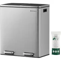 OEM Bac à déchets de cuisine - 2 compartiments - Système de tri des déchets - Chromé - 60 L