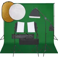 vidaXL Kit de studio photo avec éclairage toile de fond et réflecteur