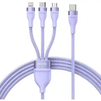 Baseus 3W1 Flash Usb Cable Series 2, Usb-C + Micro Usb + Lightning, 100W, 1.5M (Purple)