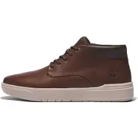 Timberland pour homme. TB0A5UVN2011 Seneca Bay - Baskets à lacets en cuir à mi-hauteur - marron (45.5), Plat, Casuel