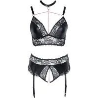 Cottelli Curves - ensemble lingerie effet brillant - noir - 3XL