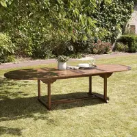 Macabane MAEVA - Table de jardin ovale en bois teck huilé double ext. 200/300cm