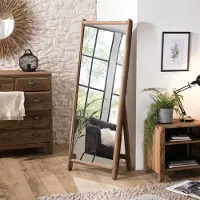 Macabane SANDY - Miroir sur pieds marron bois Pin recyclé
