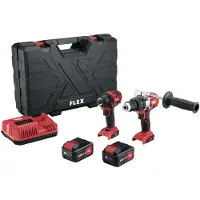 Flex Lot Perceuse Percussion PD 2G 18.0-EC + Visseuse À Chocs ID 1/4' 18.0-EC - - avec 2 batteries 18V 5.0Ah, chargeur - coffret - 516236