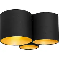QAZQA Plafonnier noir avec intérieur doré 3 lumières - Multidrum