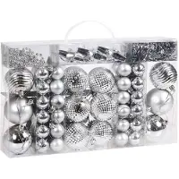 Casaria Lot de 66 boules et décorations de Noël argent
